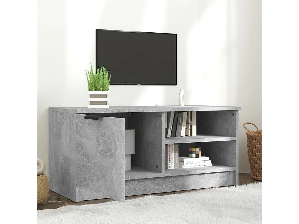 Meuble TV | Banc TV | Armoire TV Gris béton 80x35x36,5 cm Bois d'ingénierie