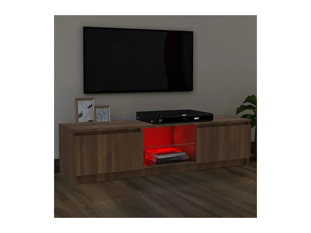 Mueble de TV | Mueble de salón con luces LED marrón roble 120x30x36 cm