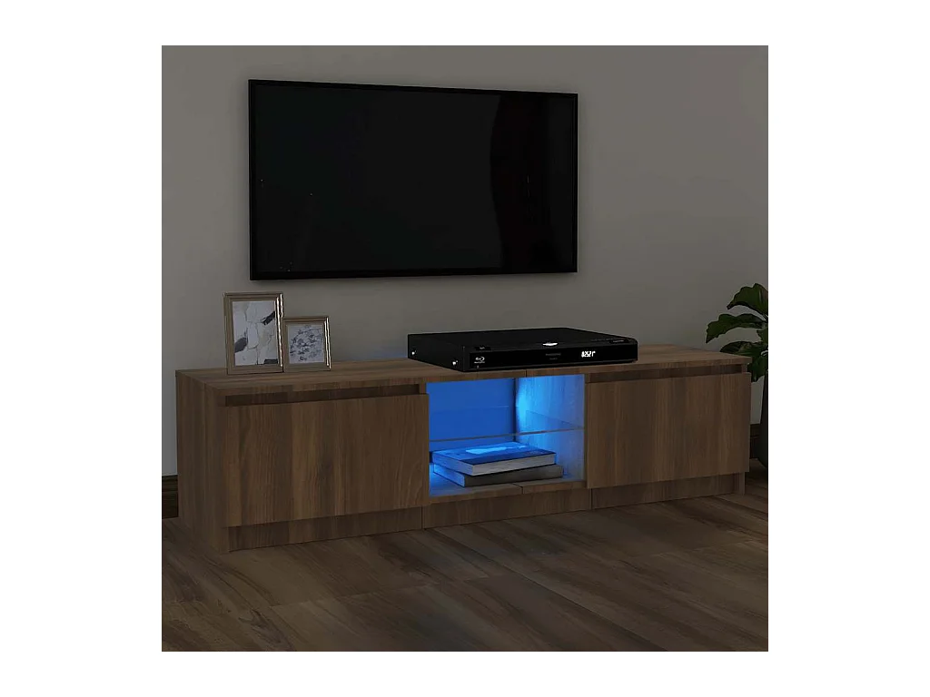 Meuble TV | Banc TV | Armoire TV avec lumières LED chêne marron 120x30x36 cm