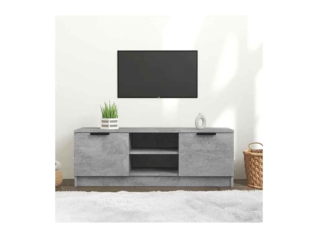 Meuble TV | Banc TV | Armoire TV Gris béton 102x35x36,5 cm Bois d'ingénierie