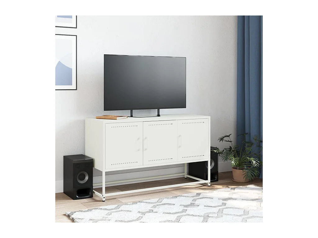 Mueble para TV  | Gabinete de TV |  Mueble de salón de acero blanco 100,5x39x60,5 cm