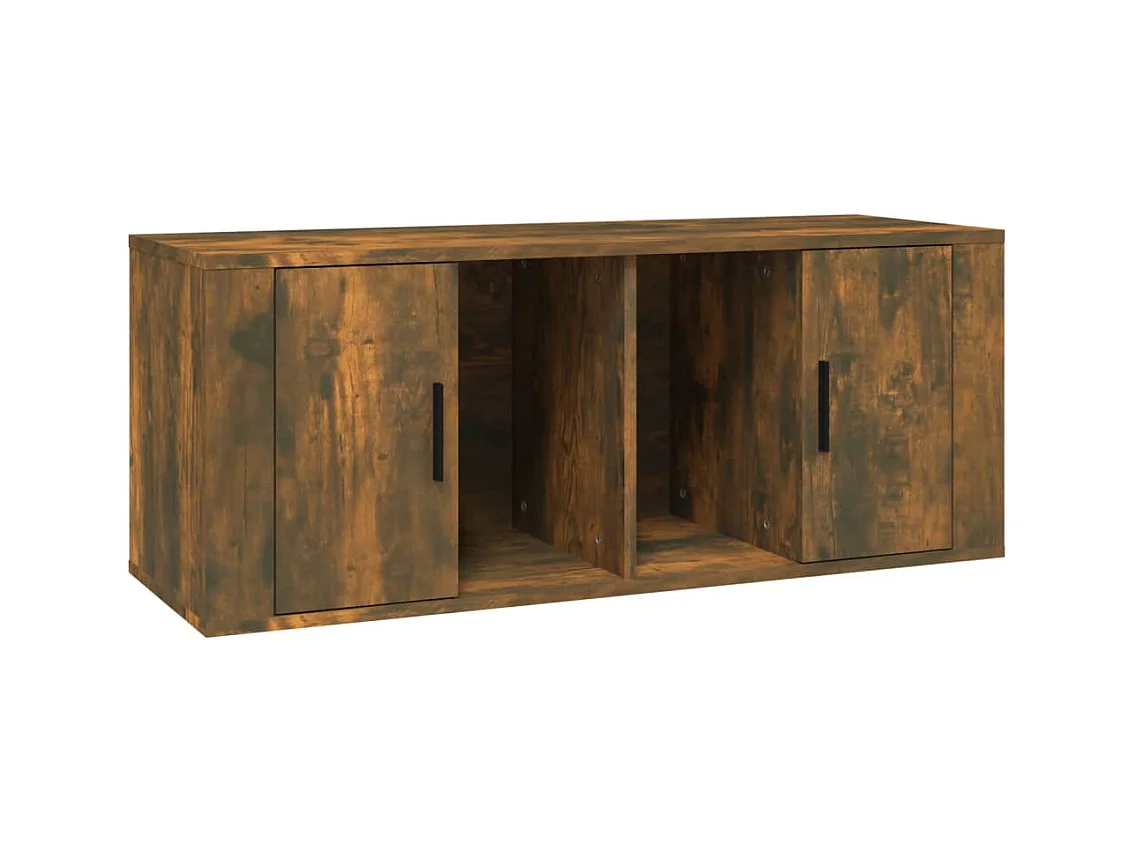 Meuble TV | Banc TV | Armoire TV Chêne fumé 100x35x40 cm Bois d'ingénierie