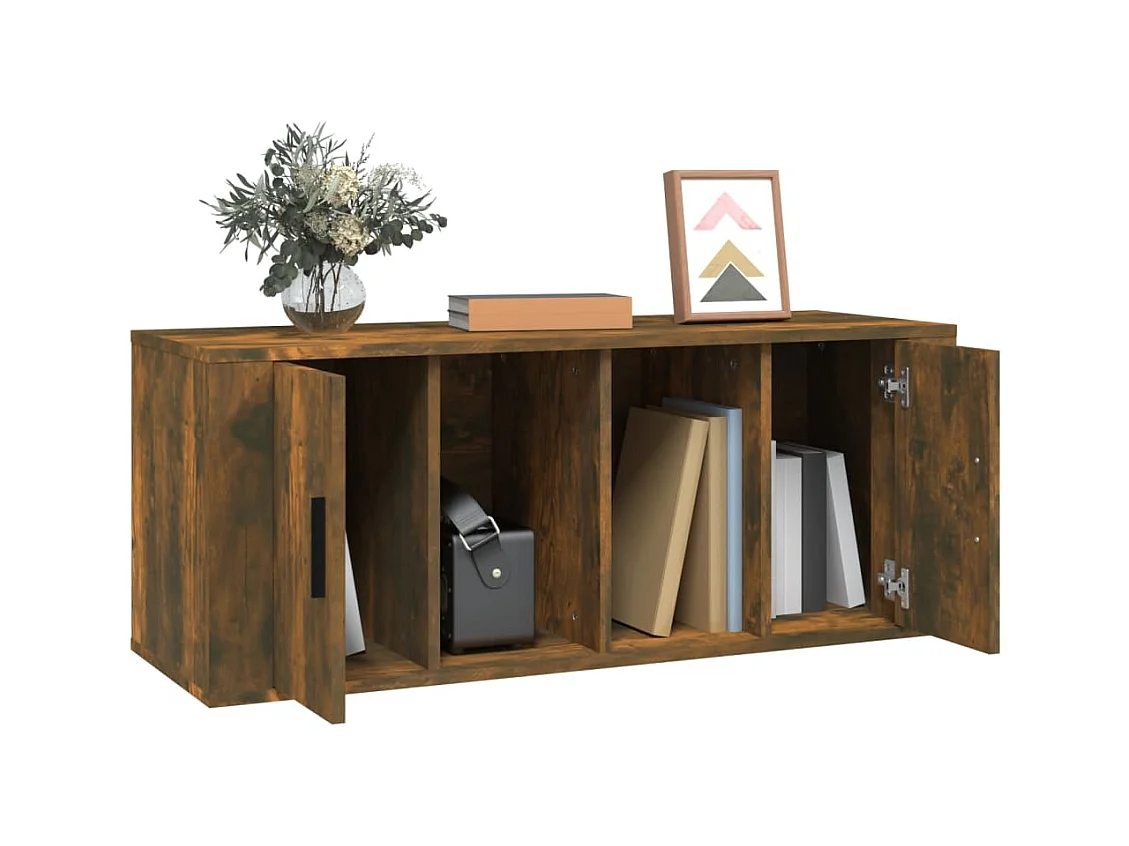 Meuble TV | Banc TV | Armoire TV Chêne fumé 100x35x40 cm Bois d'ingénierie