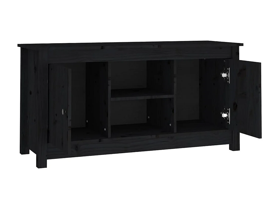 Meuble TV | Banc TV | Armoire TV Noir 103x36,5x52 cm Bois de pin massif