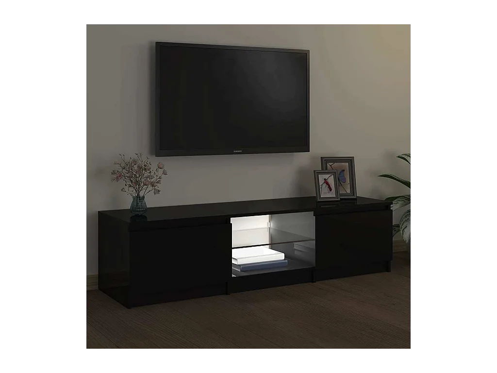 Mueble para TV  | Gabinete de TV |  Mueble de salón con luces LED negro 140x40x36 cm