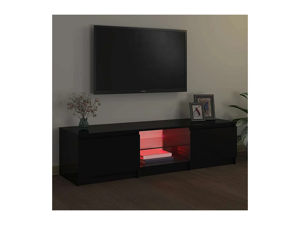 Mueble para TV  | Gabinete de TV |  Mueble de salón con luces LED negro 140x40x36 cm
