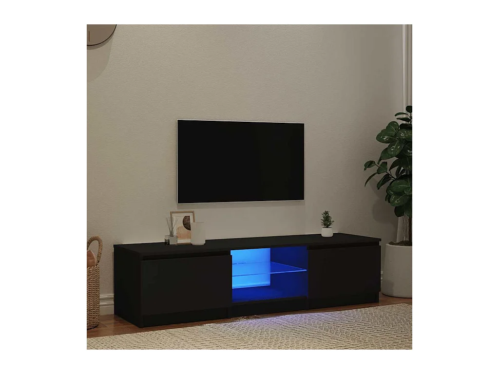 Meuble TV | Banc TV | Armoire TV avec lumières LED noir 140x40x36 cm