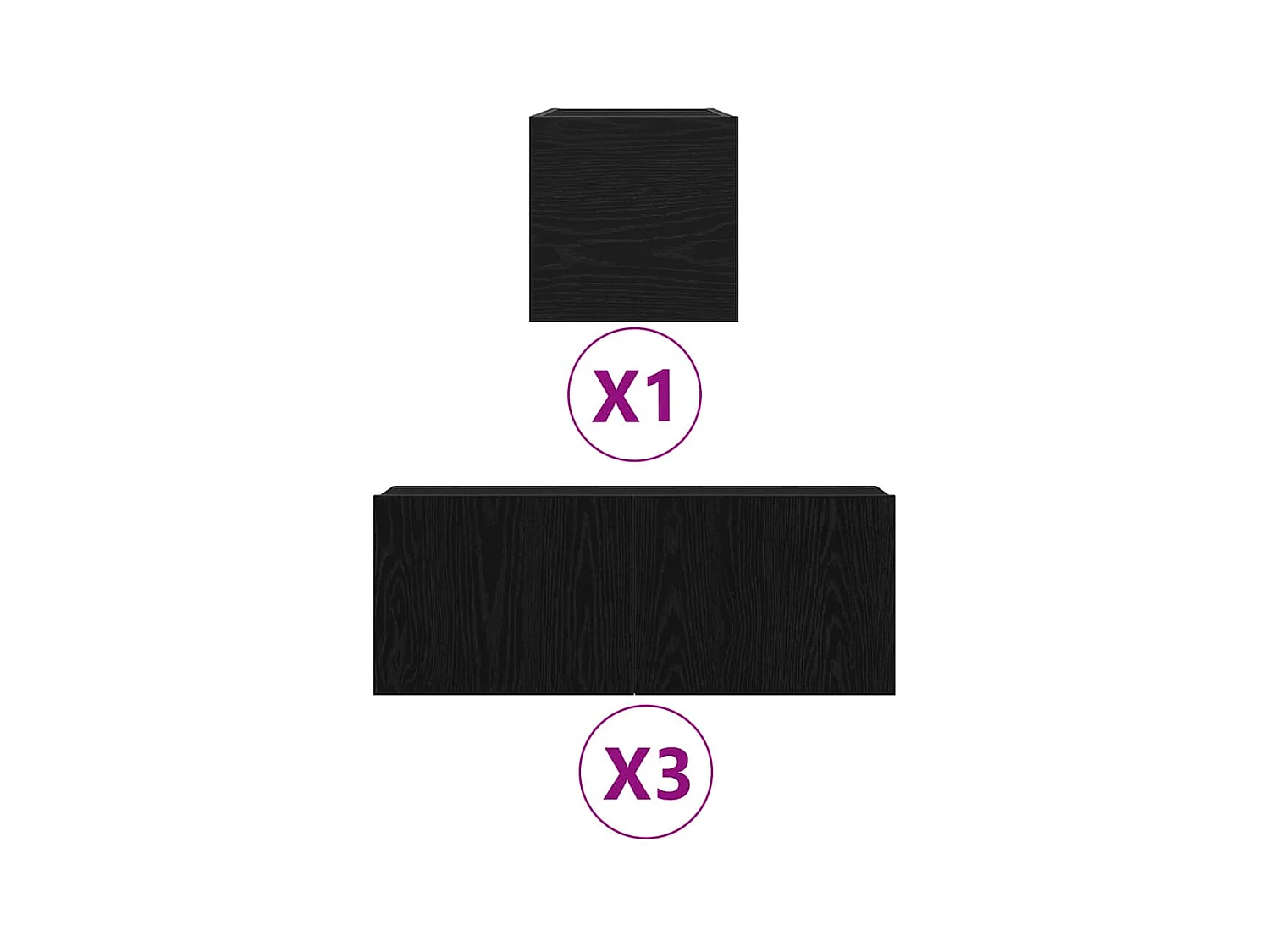 Conjunto de Mueble de TV | Mueble de salón 4 pcs Roble negro 80 x 30 x 30 cm