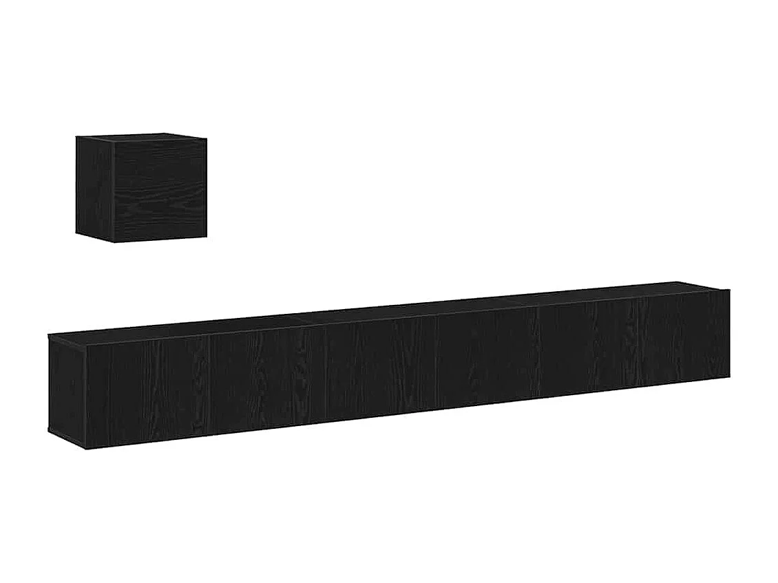 Set de meubles TV | Bancs TV | Armoires TV de 4 pièces en bois noir effet chêne.