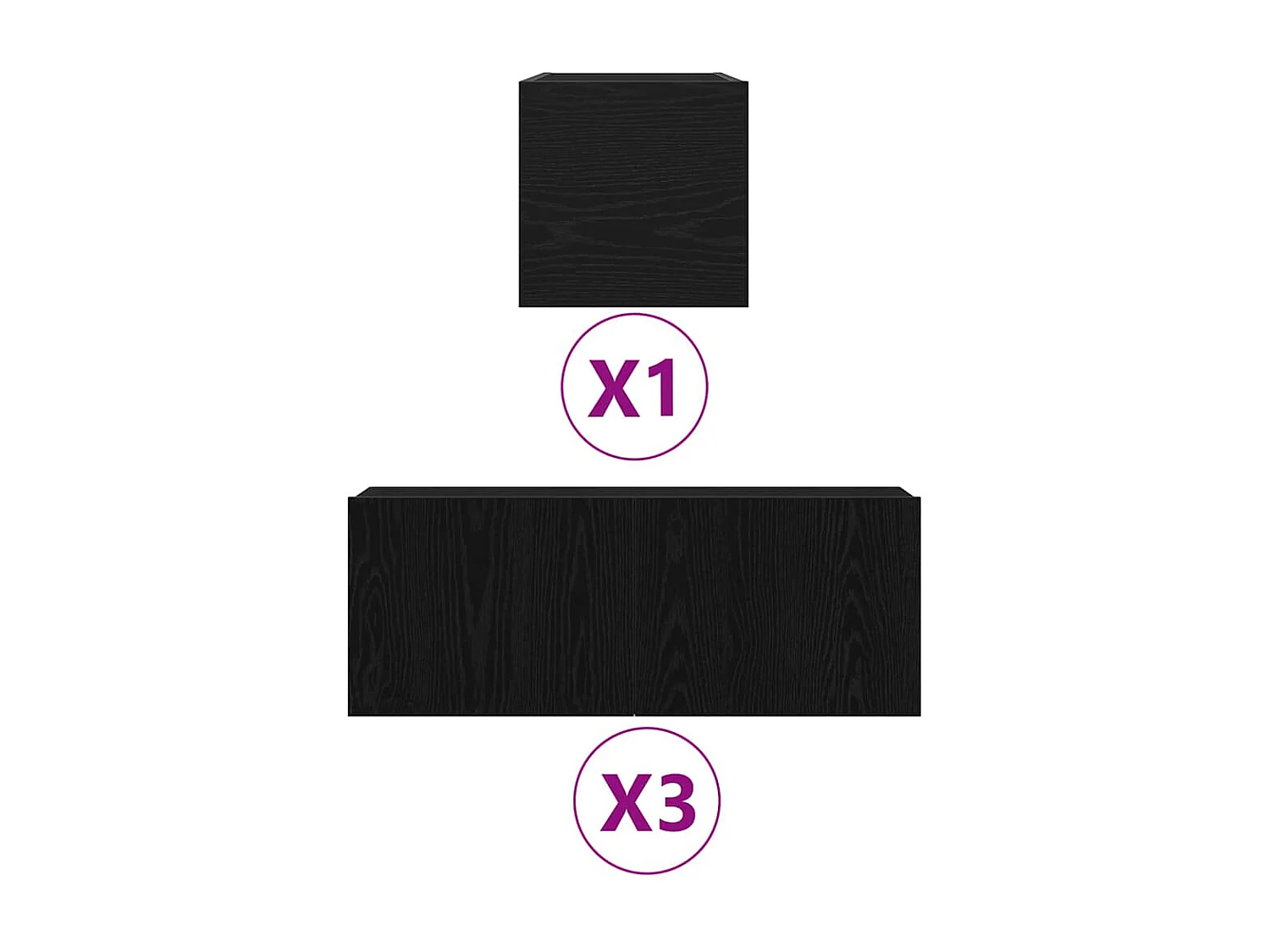 Set de meubles TV | Bancs TV | Armoires TV de 4 pièces en bois noir effet chêne.