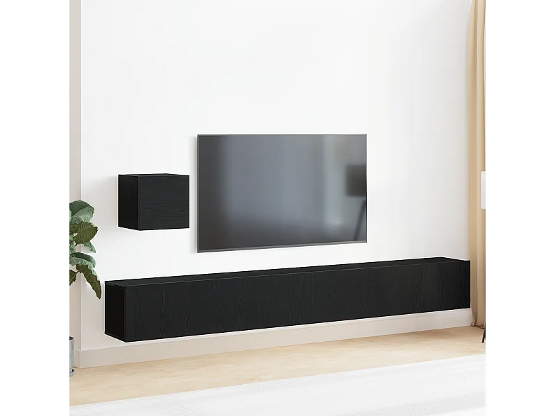 Set mobile TV | Armadietto TV 4 pcs Rovere nero 80 x 30 x 30 cm