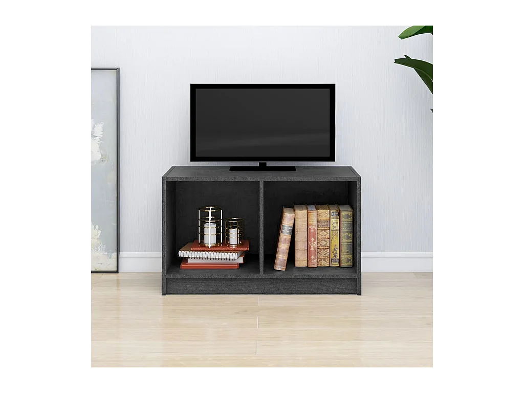 Mueble de TV | Mueble de salón de madera maciza de pino gris 70x33x42 cm