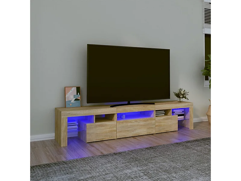 Mueble de TV | Mueble de salón con luces LED roble Sonoma 200x36,5x40 cm
