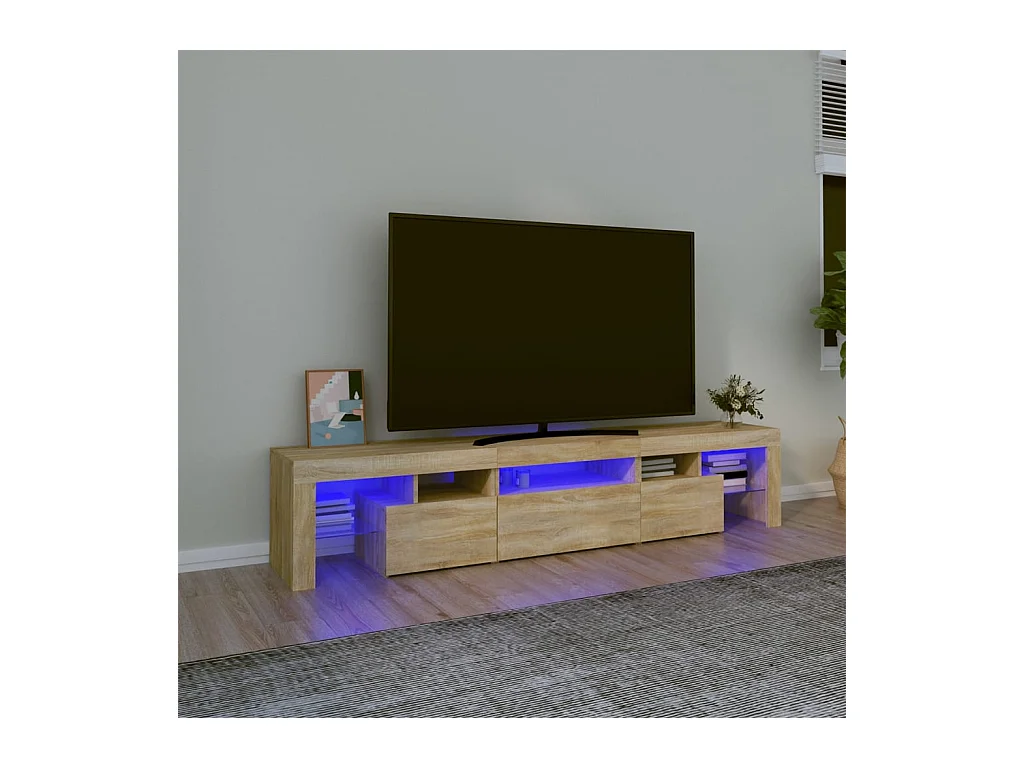 Mueble de TV | Mueble de salón con luces LED roble Sonoma 200x36,5x40 cm
