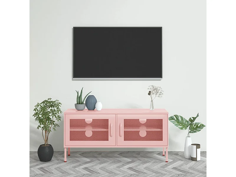 Meuble TV | Banc TV | Armoire TV Rose 105x35x50 cm Acier