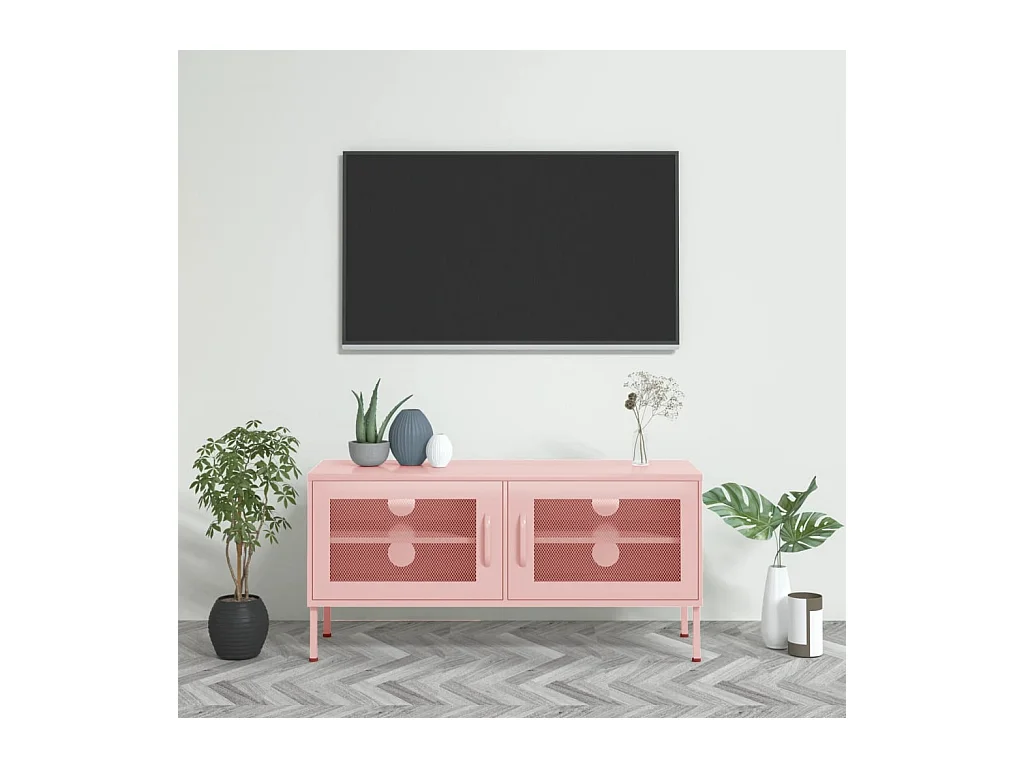 Meuble TV | Banc TV | Armoire TV Rose 105x35x50 cm Acier