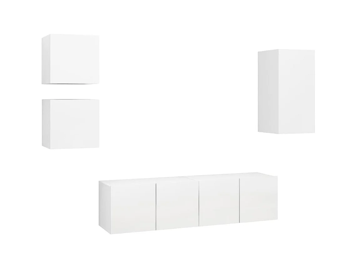 Set de muebles de salón TV | Gabinetes de TV |  Muebles de TV 5 piezas madera de ingeniería blanco