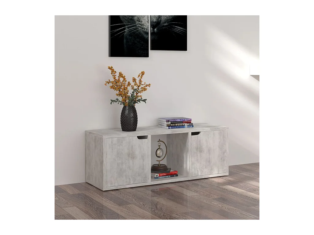 Meuble TV | Banc TV | Armoire TV Béton 88,5x27,5x30,5 cm Bois d’ingénierie