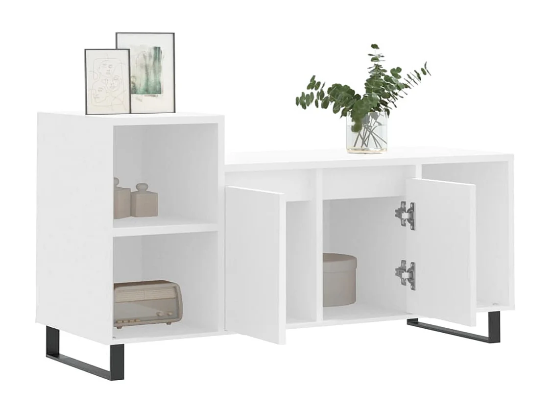 Mueble para TV  | Gabinete de TV |  Mueble de salón madera contrachapada blanco 100x35x55 cm