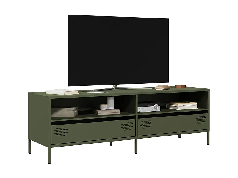 Tv-meubel | Tv-Bank | TV-kast135x39x43,5 cm koudgewalst staal olijfgroen