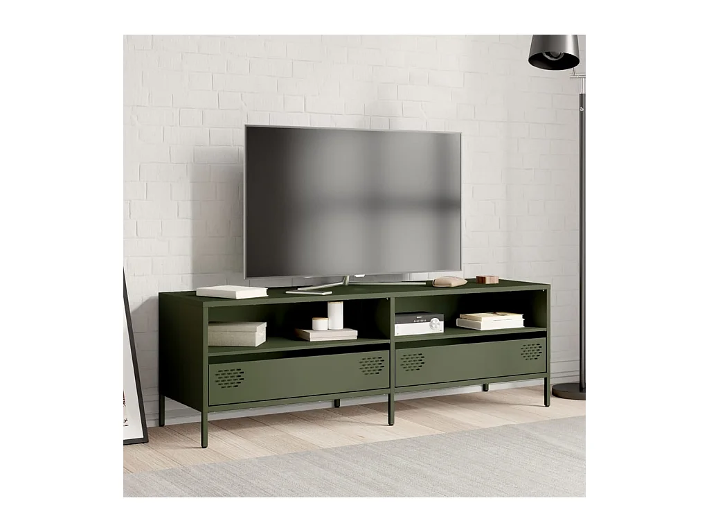 Tv-meubel | Tv-Bank | TV-kast135x39x43,5 cm koudgewalst staal olijfgroen
