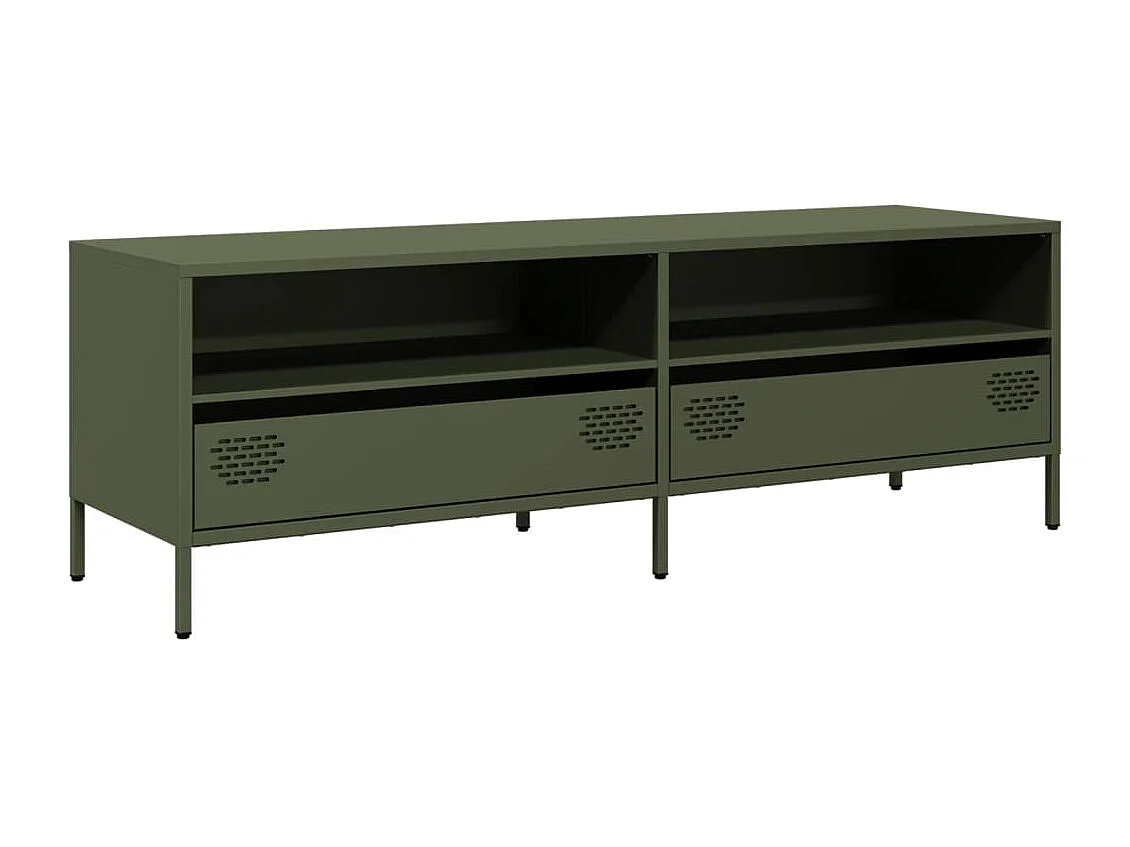 Meuble TV | Banc TV | Armoire TV vert olive 135x39x43,5 cm acier laminé à froid