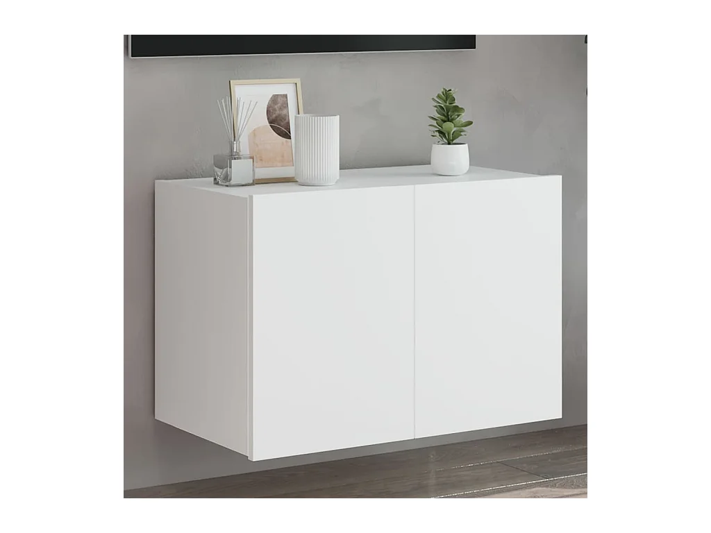 Meuble TV | Banc TV | Armoire TV mural avec lumières LED blanc 60x35x41 cm