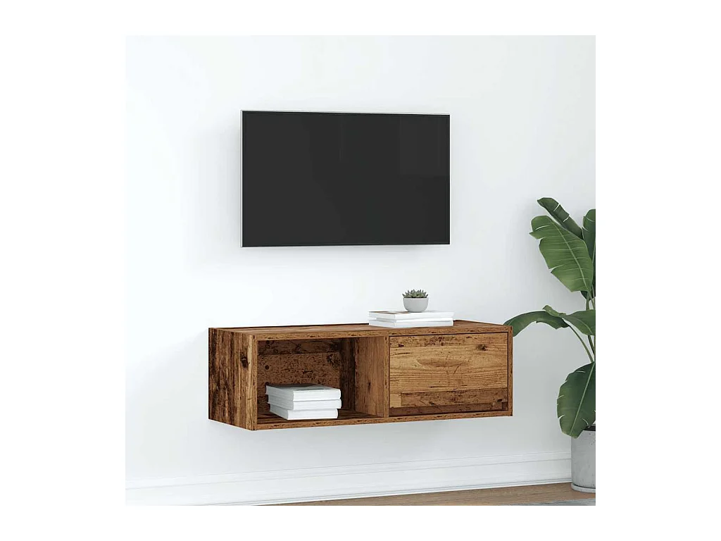 Tv-meubel | Tv-Bank | TV-kast80x31x25,5 cm bewerkt hout oud houtkleurig