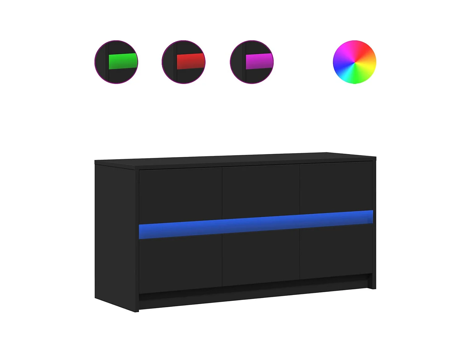 Mueble de TV | Mueble de salón con LED madera de ingeniería negro 100x34x50 cm