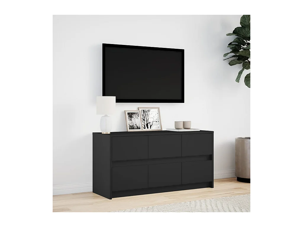 Mueble de TV | Mueble de salón con LED madera de ingeniería negro 100x34x50 cm