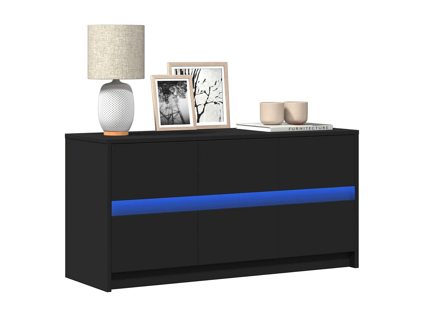 Mueble de TV | Mueble de salón con LED madera de ingeniería negro 100x34x50 cm