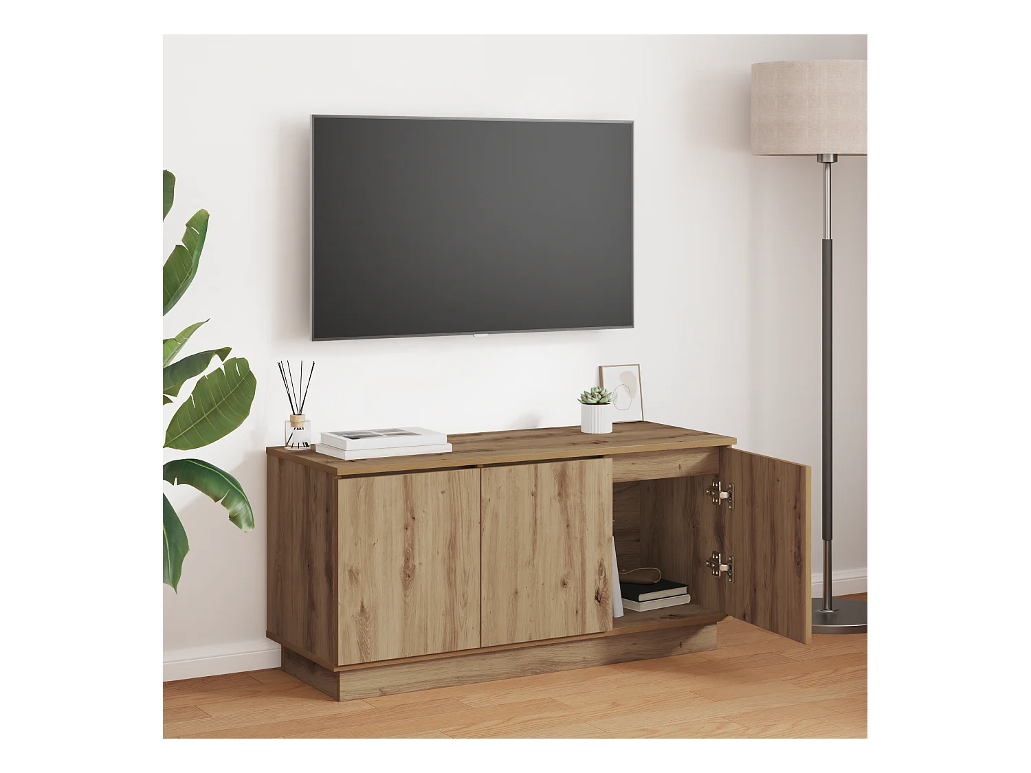 Meuble TV | Banc TV | Armoire TV Chêne artisanal 100x38x49 cm Bois d'ingénierie