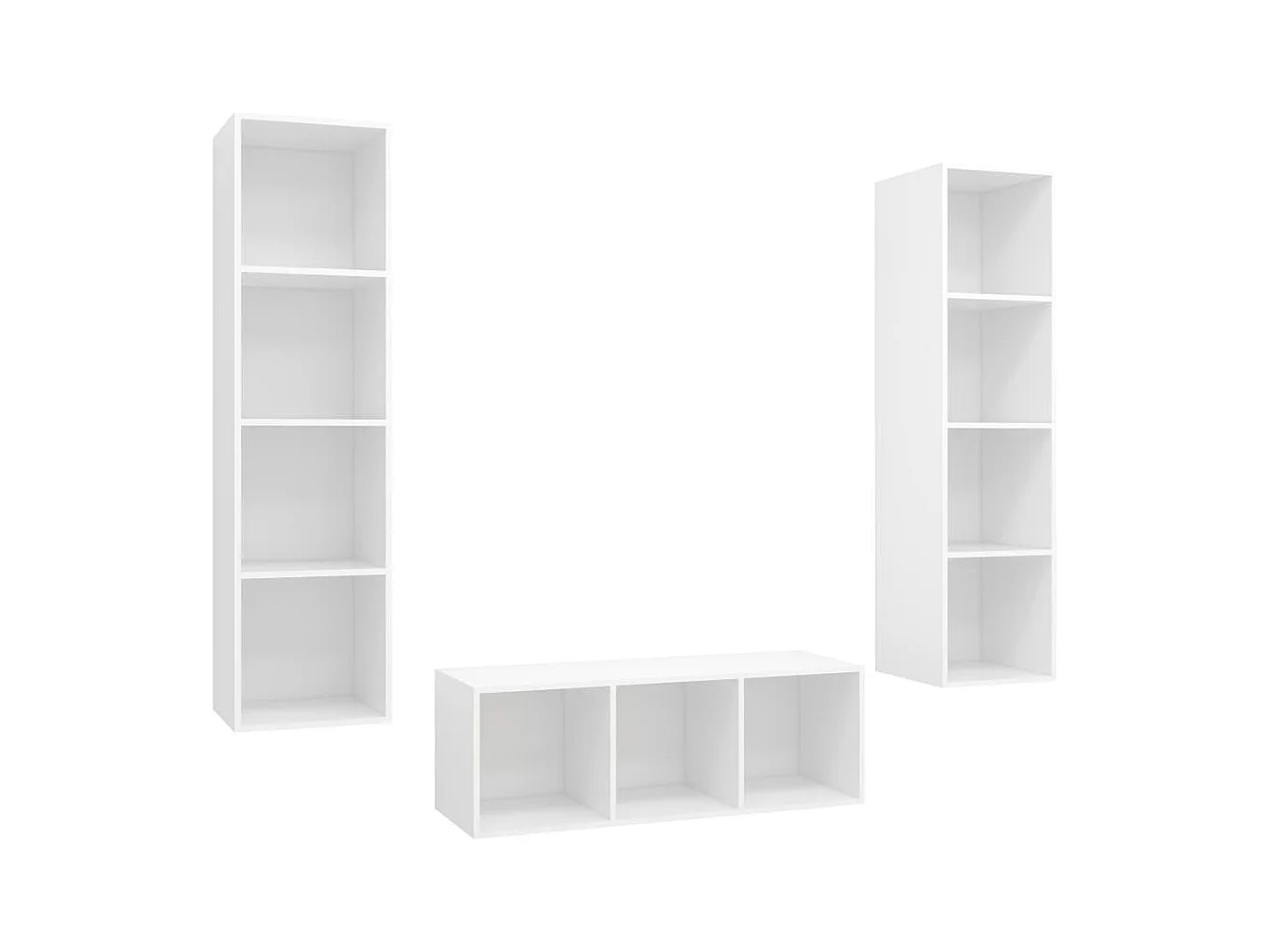 Juego de muebles de salón | Gabinetes de TV |  Muebles de TV 3 piezas madera de ingeniería blanco