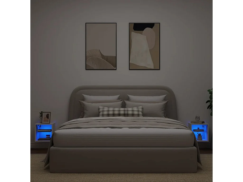 Meubles TV | Bancs TV | Armoires TV muraux avec lumières LED 2 pcs blanc 30x28,5x30 cm