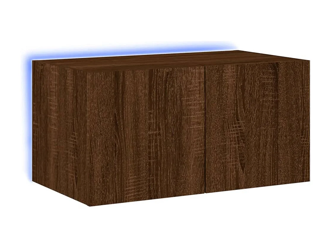Meuble TV | Banc TV | Armoire TV mural avec lumières LED chêne marron 60x35x31 cm