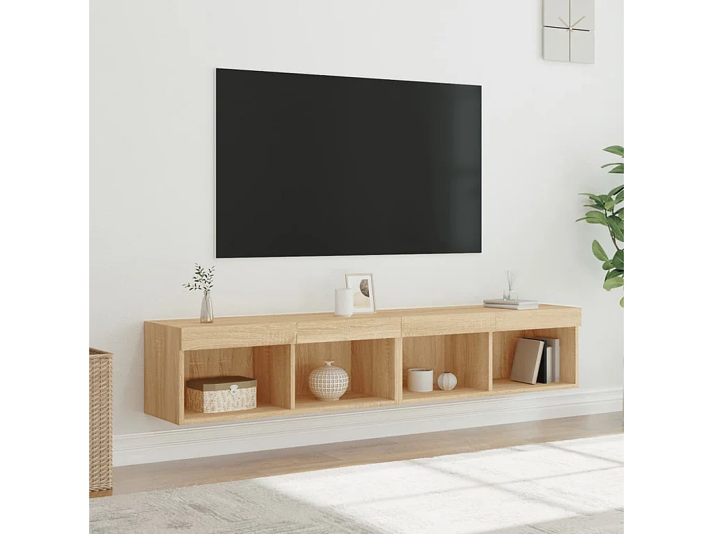 Meubles TV | Bancs TV | Armoires TV avec lumières LED 2 pcs chêne sonoma 80x30x30 cm