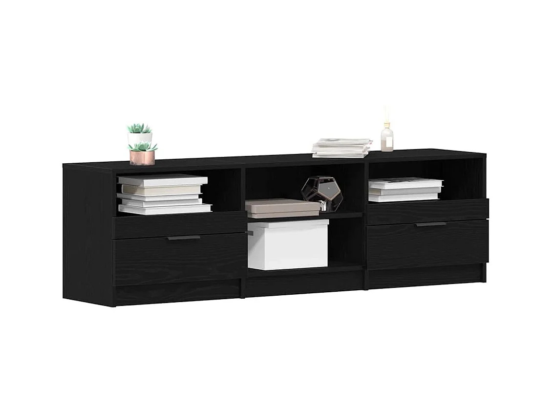 Tv-meubel | Tv-Bank | TV-kast150x33,5x45 cm bewerkt hout zwart eikenkleurig