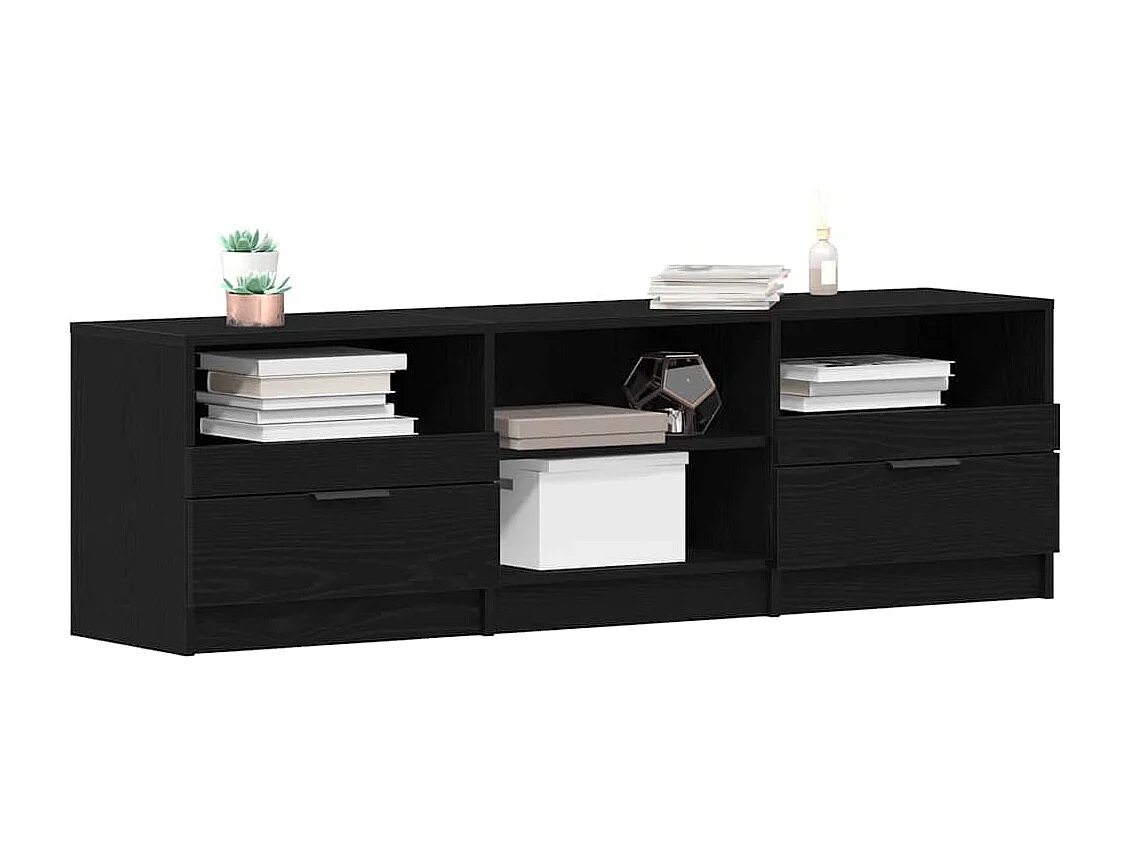 Meuble TV | Banc TV | Armoire TV Noir Chêne 150x33,5x45 cm Bois d'ingénierie