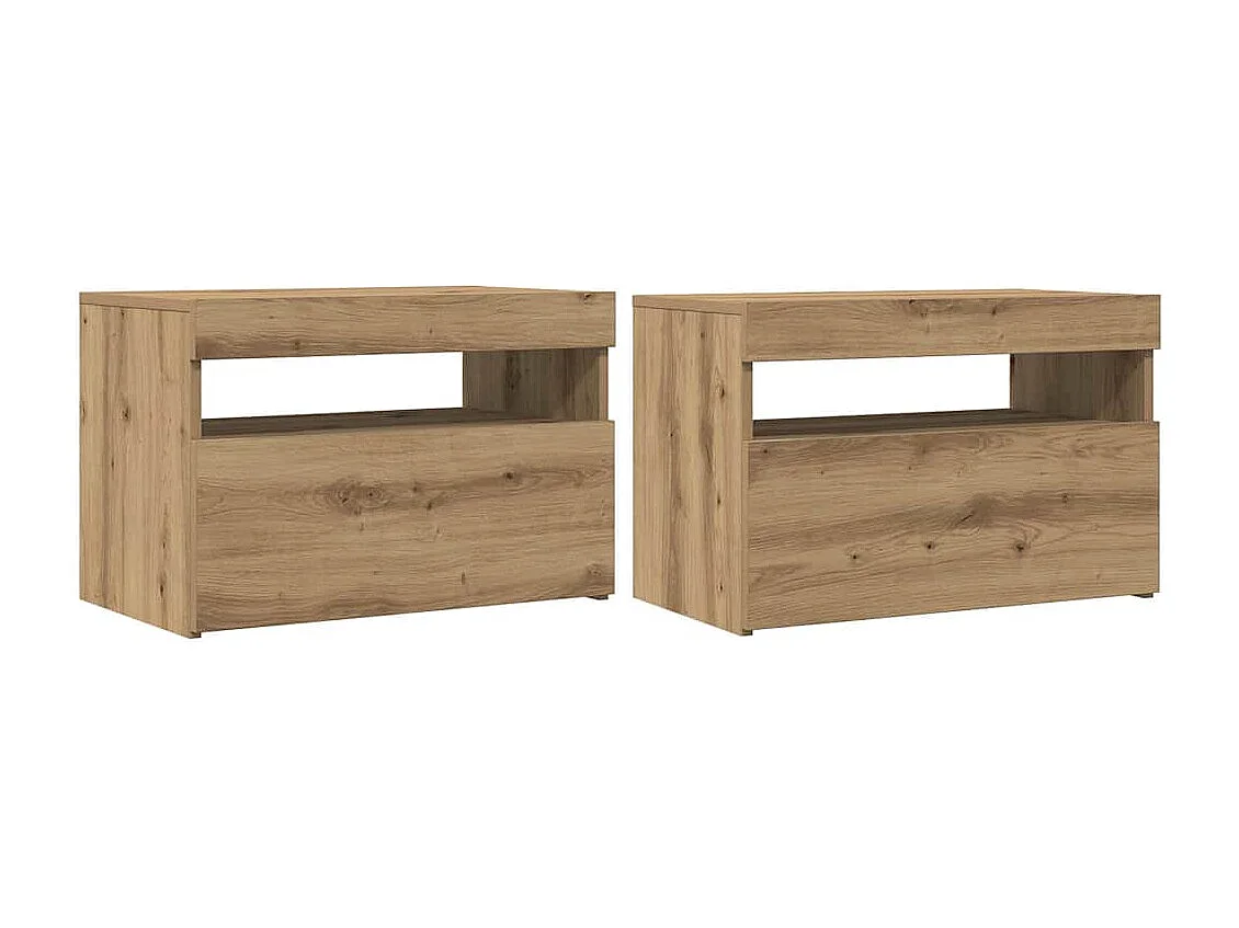 Muebles TV | Gabinetes de TV | Muebles de salón con luces LED 2 uds madera ingeniería roble artisan