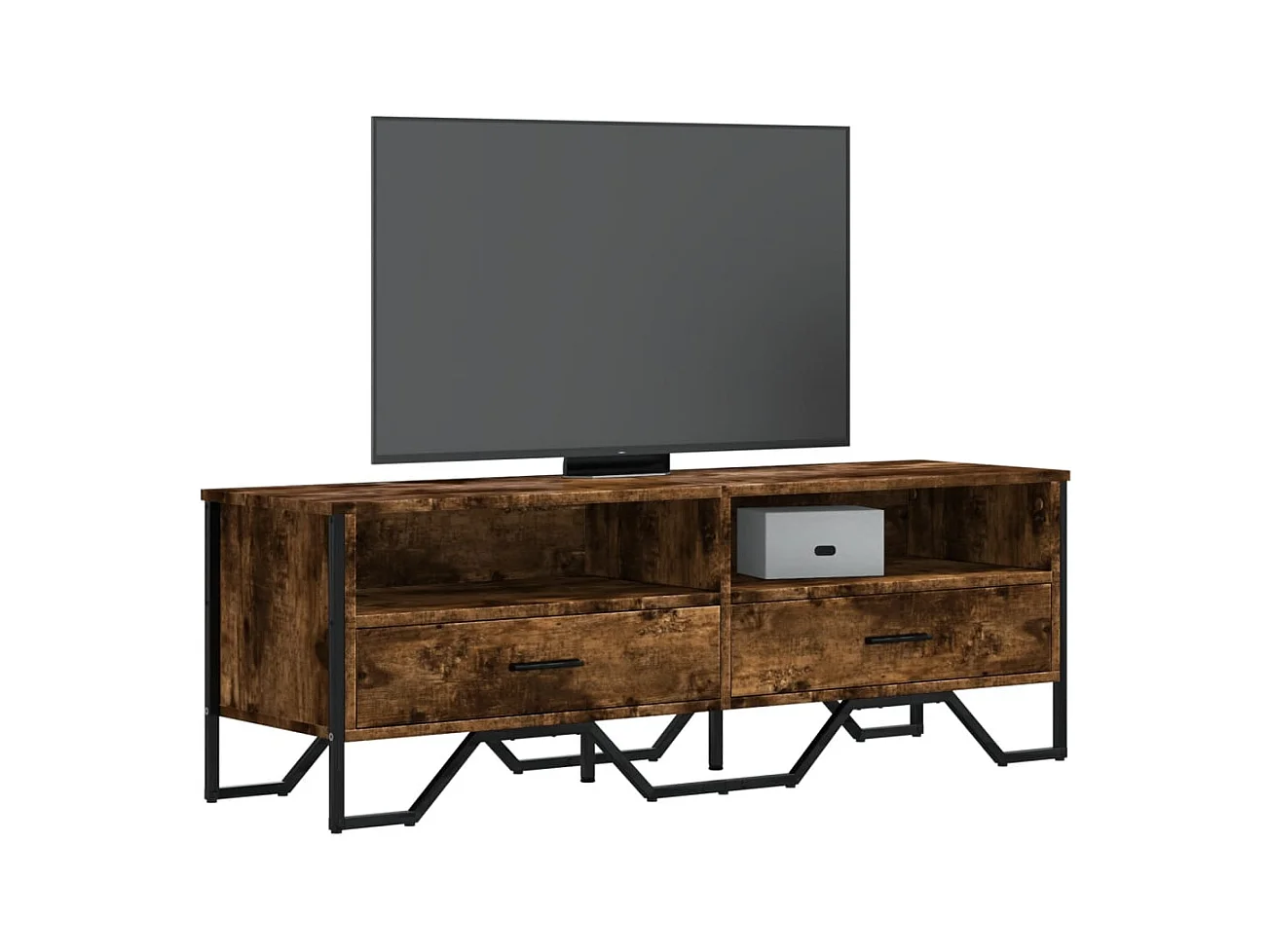Meuble TV | Banc TV | Armoire TV chêne fumé 122x34x41 cm bois d'ingénierie