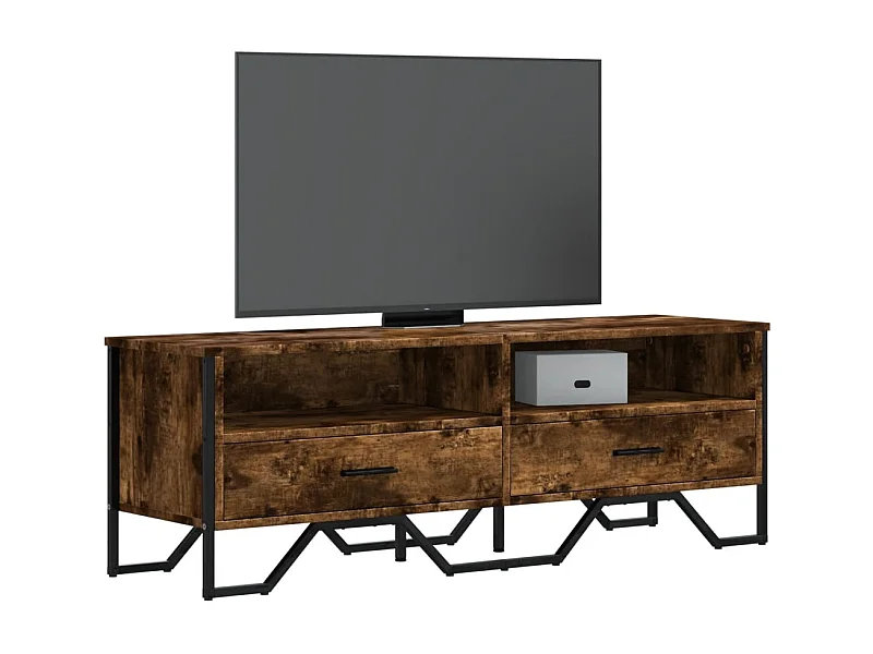 Meuble TV | Banc TV | Armoire TV chêne fumé 122x34x41 cm bois d'ingénierie