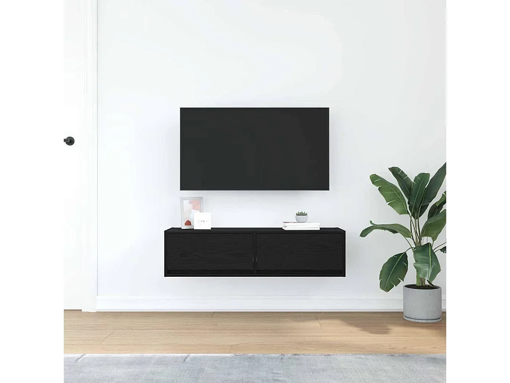 Meuble TV | Banc TV | Armoire TV Noir Chêne 100x31x25,5 cm Bois d'ingénierie