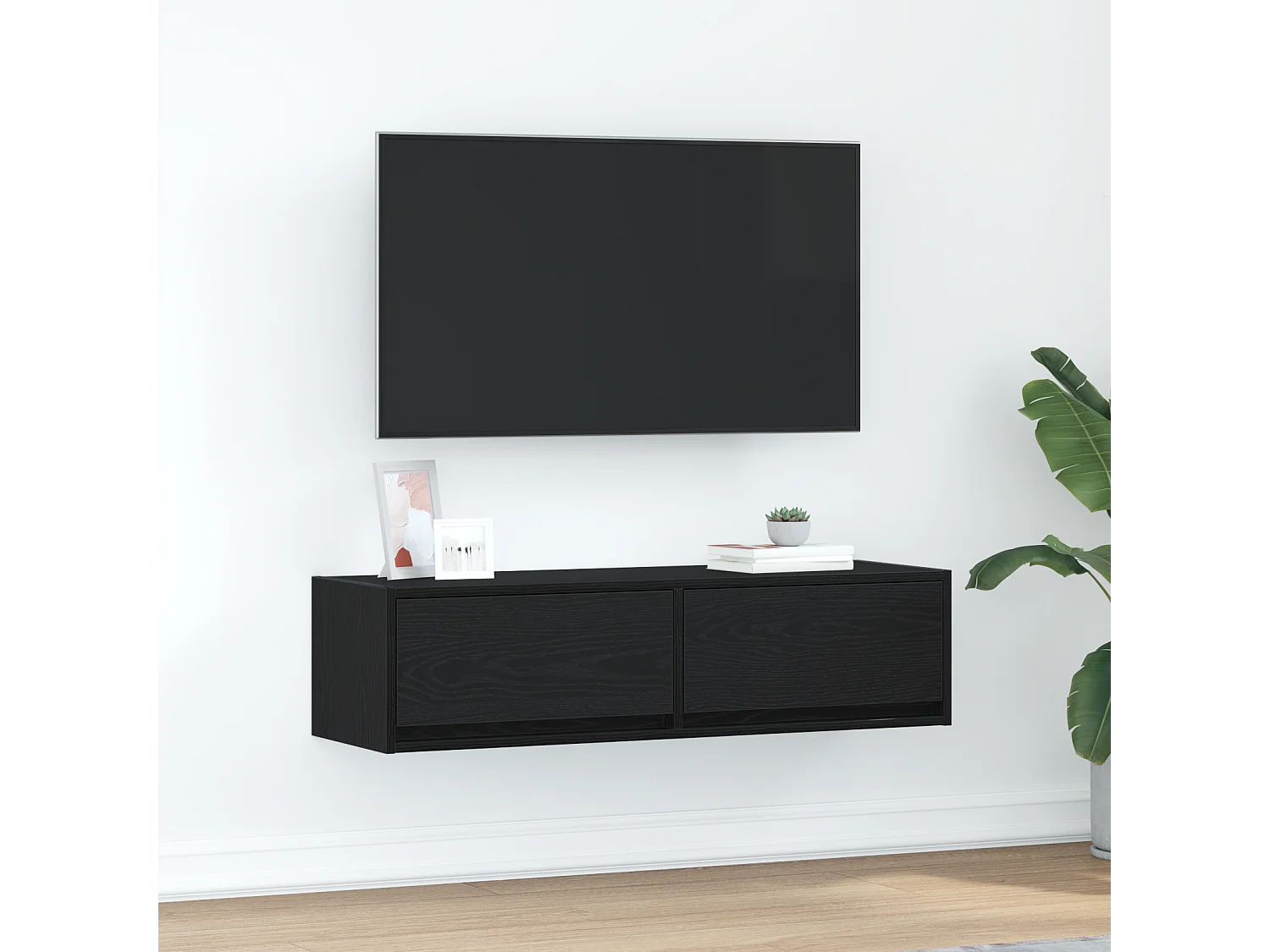 Tv-meubel | Tv-Bank | TV-kast100x31x25,5 cm bewerkt hout zwart eikenkleur