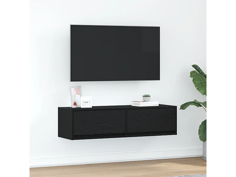 Tv-meubel | Tv-Bank | TV-kast100x31x25,5 cm bewerkt hout zwart eikenkleur