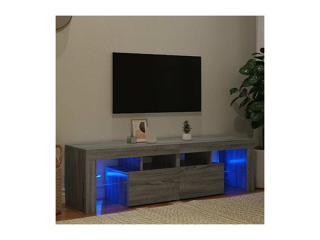 Mueble de TV | Mueble de salón con luces LED gris Sonoma 140x36,5x40 cm