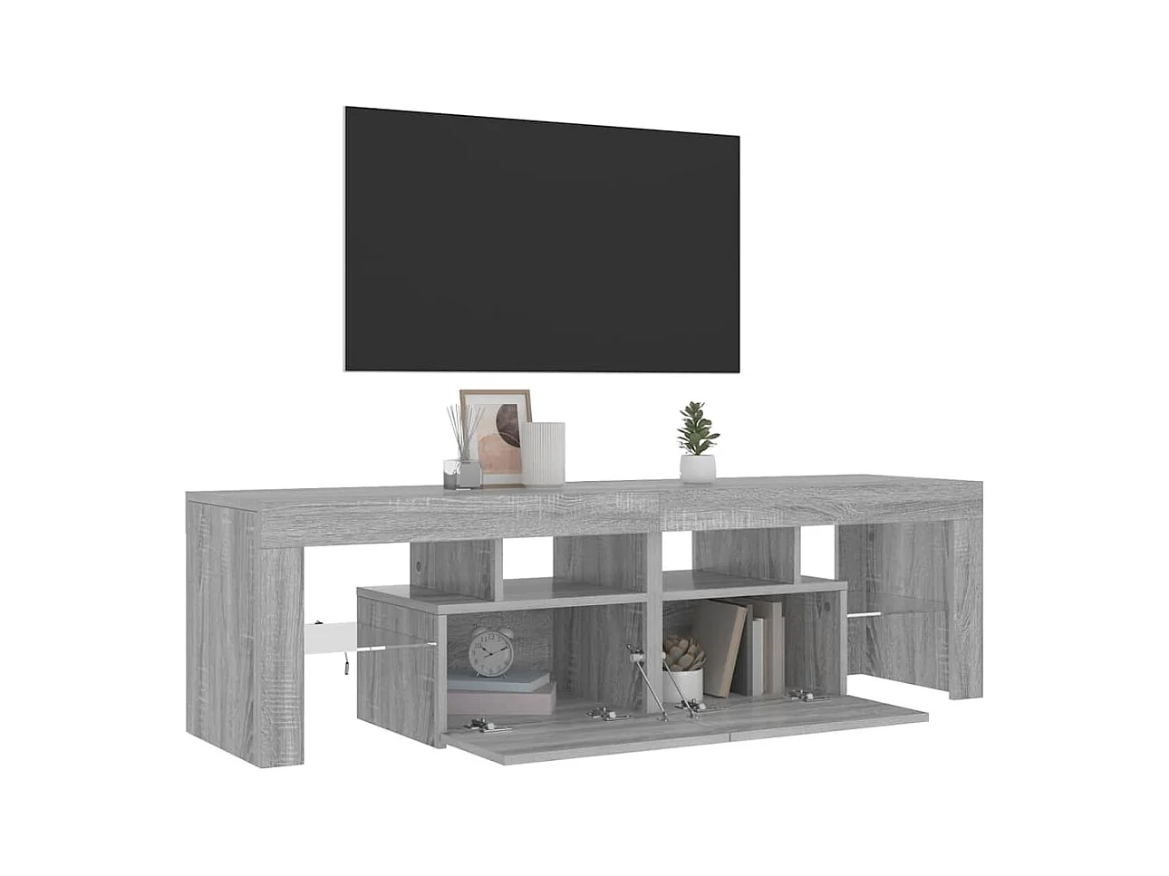 Mueble de TV | Mueble de salón con luces LED gris Sonoma 140x36,5x40 cm