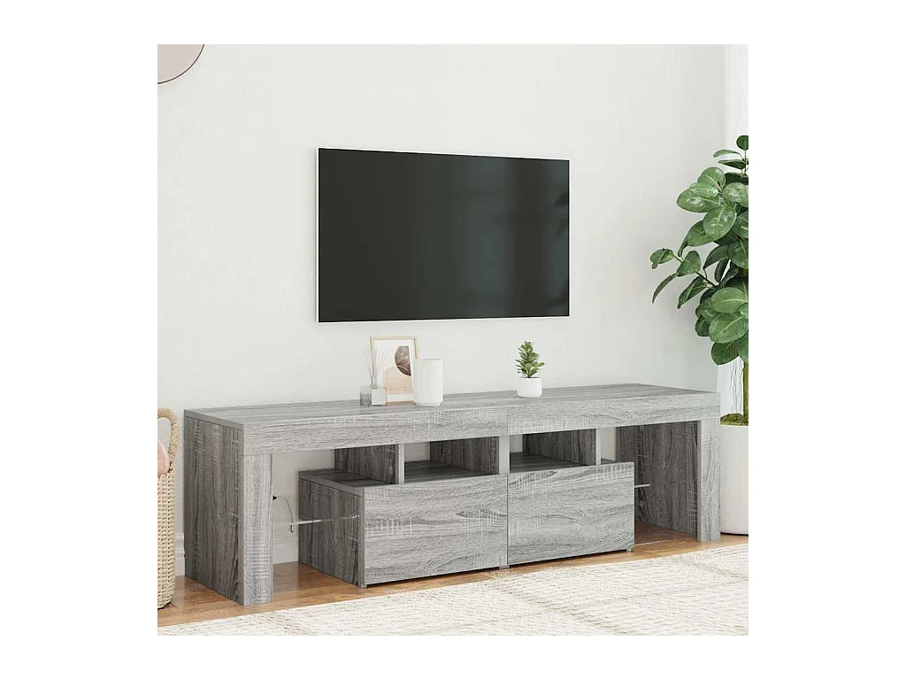 Meuble TV | Banc TV | Armoire TV avec lumières LED Sonoma gris 140x36,5x40 cm