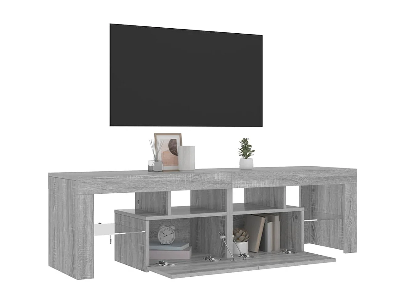 Mueble de TV | Mueble de salón con luces LED gris Sonoma 140x36,5x40 cm