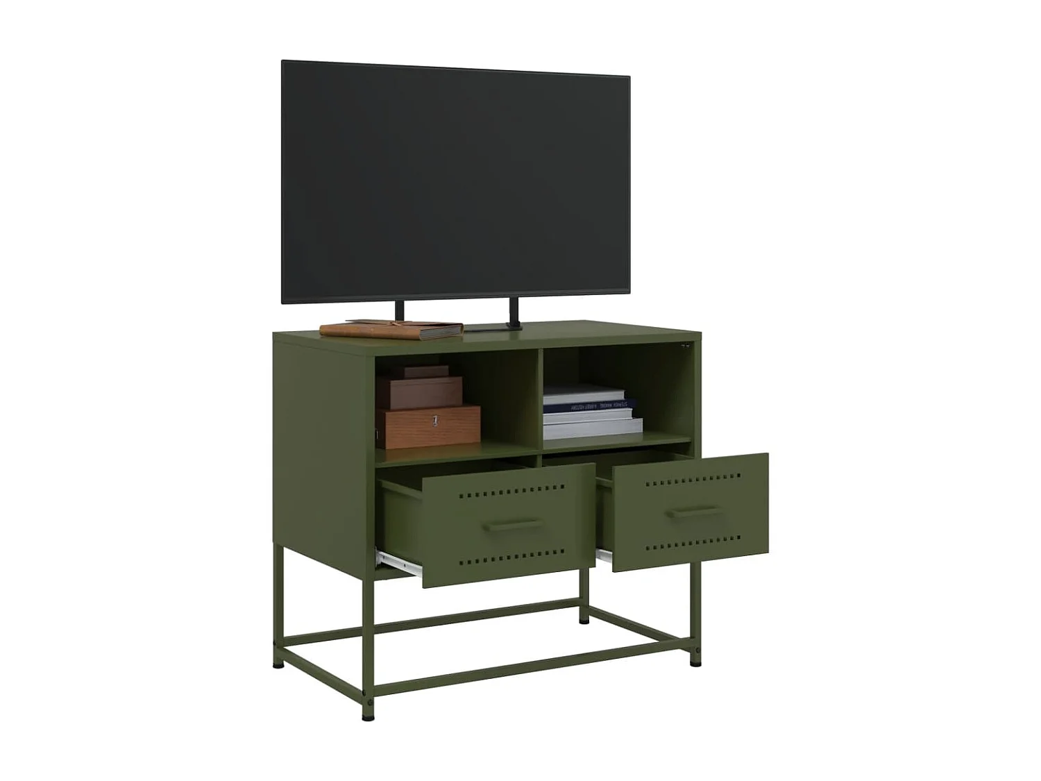 Meuble TV | Banc TV | Armoire TV vert olive 68x39x60,5 cm acier