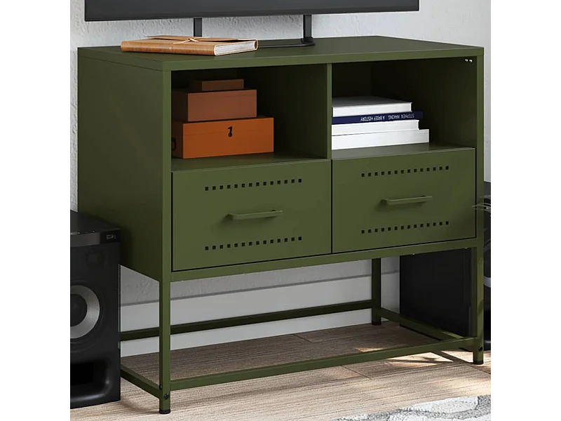 Tv-meubel | Tv-Bank | TV-kast68x39x60,5 cm staal olijfgroen